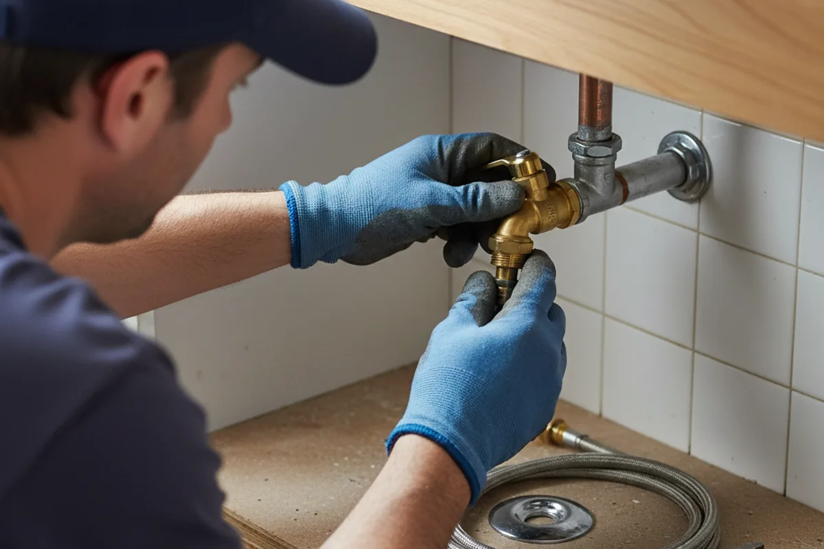 Shutoff valve and fitting work during Burst Pipe Repair in Empire